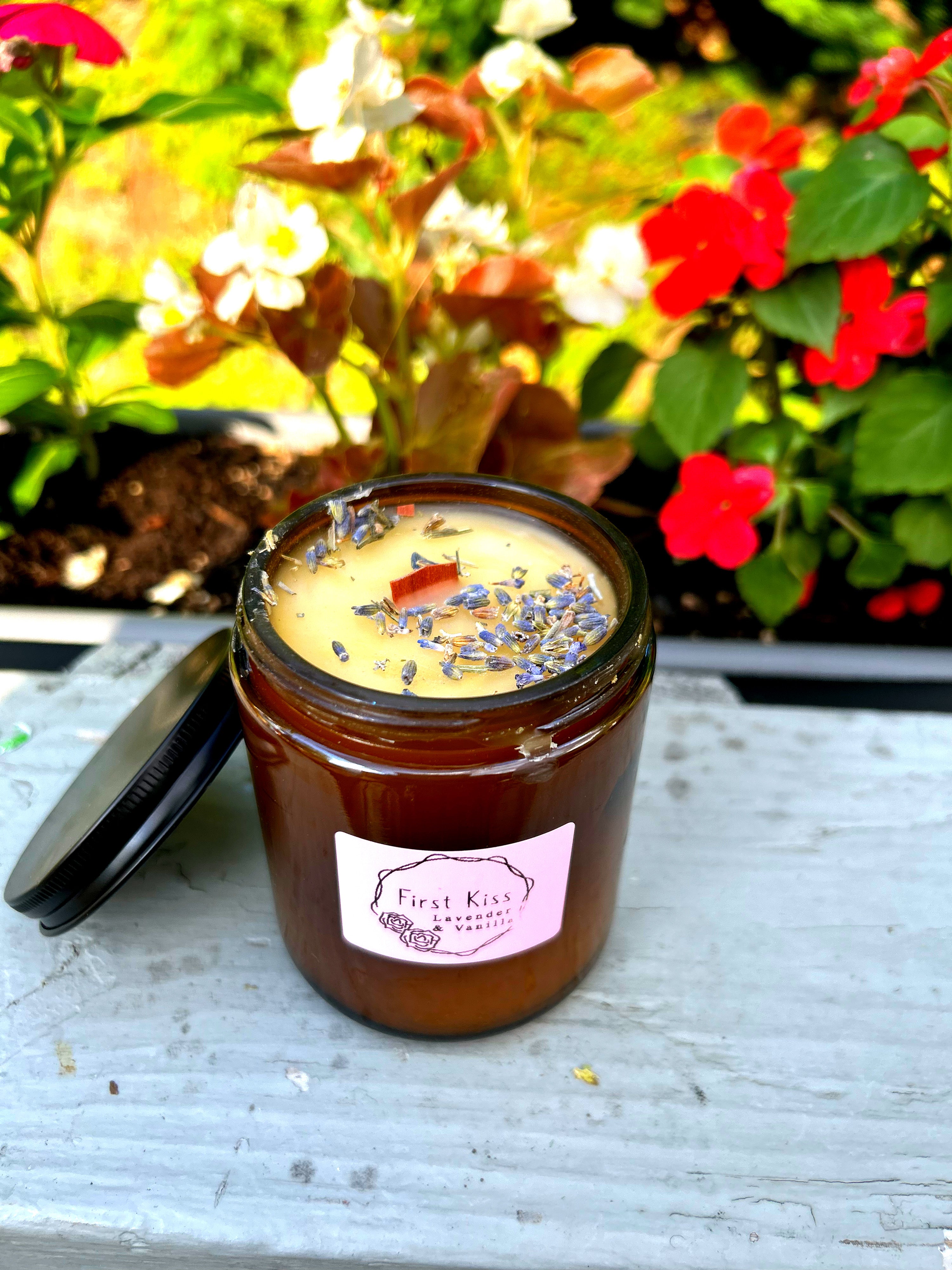 First Kiss (Lavender & Vanilla + Lavender Petals on Top) 8oz Jar